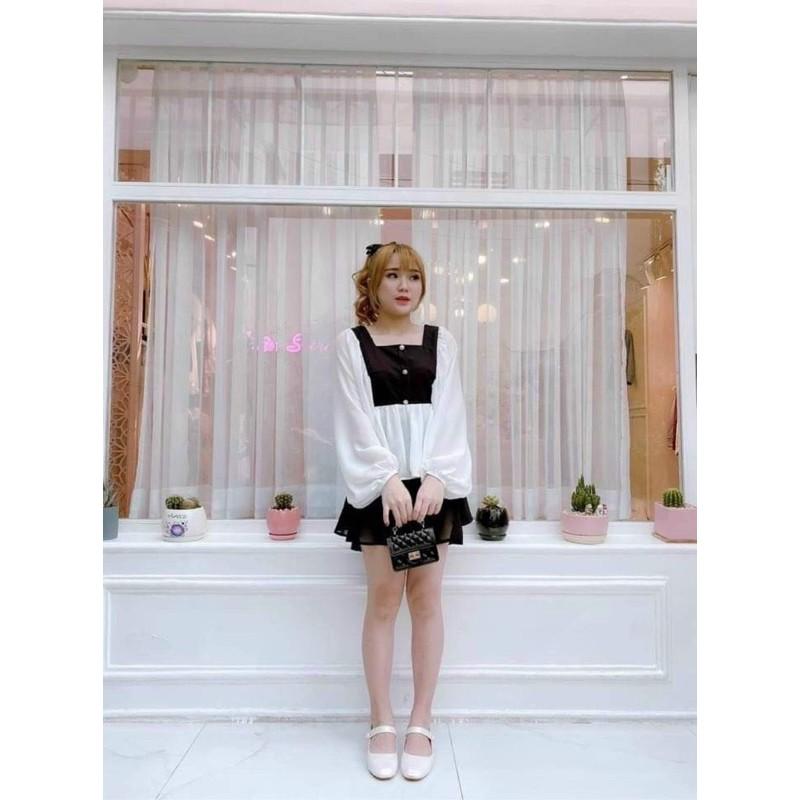 CM - SET ÁO PEPLUM KÈM CV ĐEN
