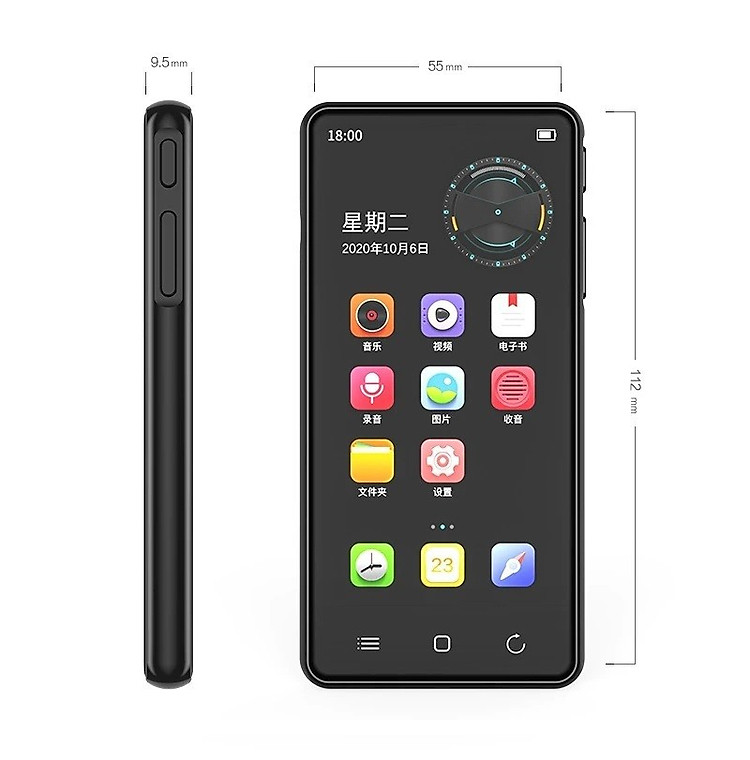 Ruizu H8 - Máy Nghe Nhạc, Xem Phim, Kết Nối Wifi, Bluetooth, Hệ Điều Hành Android, Màn Hình Cảm Ứng 4 Inch - Hàng Chính Hãng