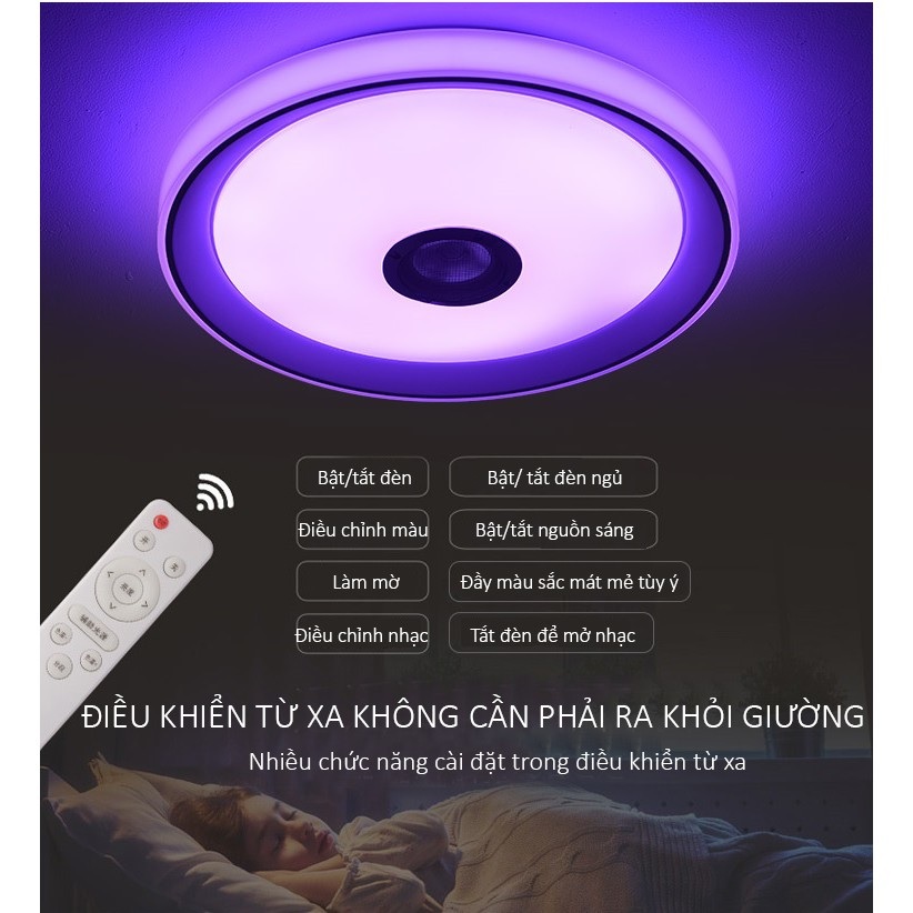 Đèn Ốp Trần 120 LED RGB Tích Hợp Loa Bluetooth Nghe Nhạc Không Dây Kết Nối Điện Thoại Qua APP Cao Cấp - Hàng Nhập Khẩu