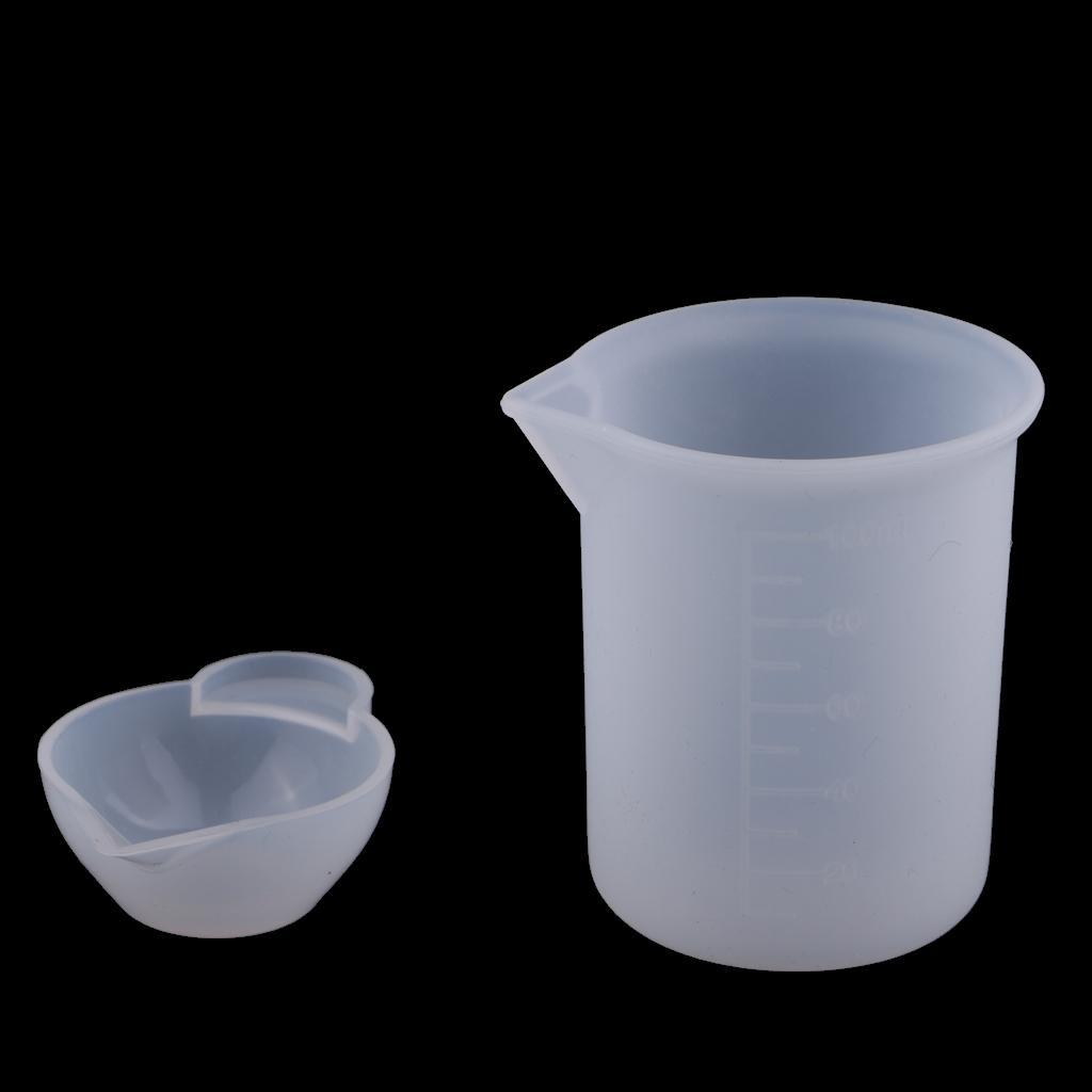 4Pcs Measuring Cup Clear Silicone Reusable Mixing Cup