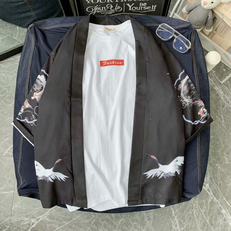 Áo Sơ Mi Tay Ngắn Dáng Rộng In Họa Tiết Rồng Thời Trang Dành Cho Nam