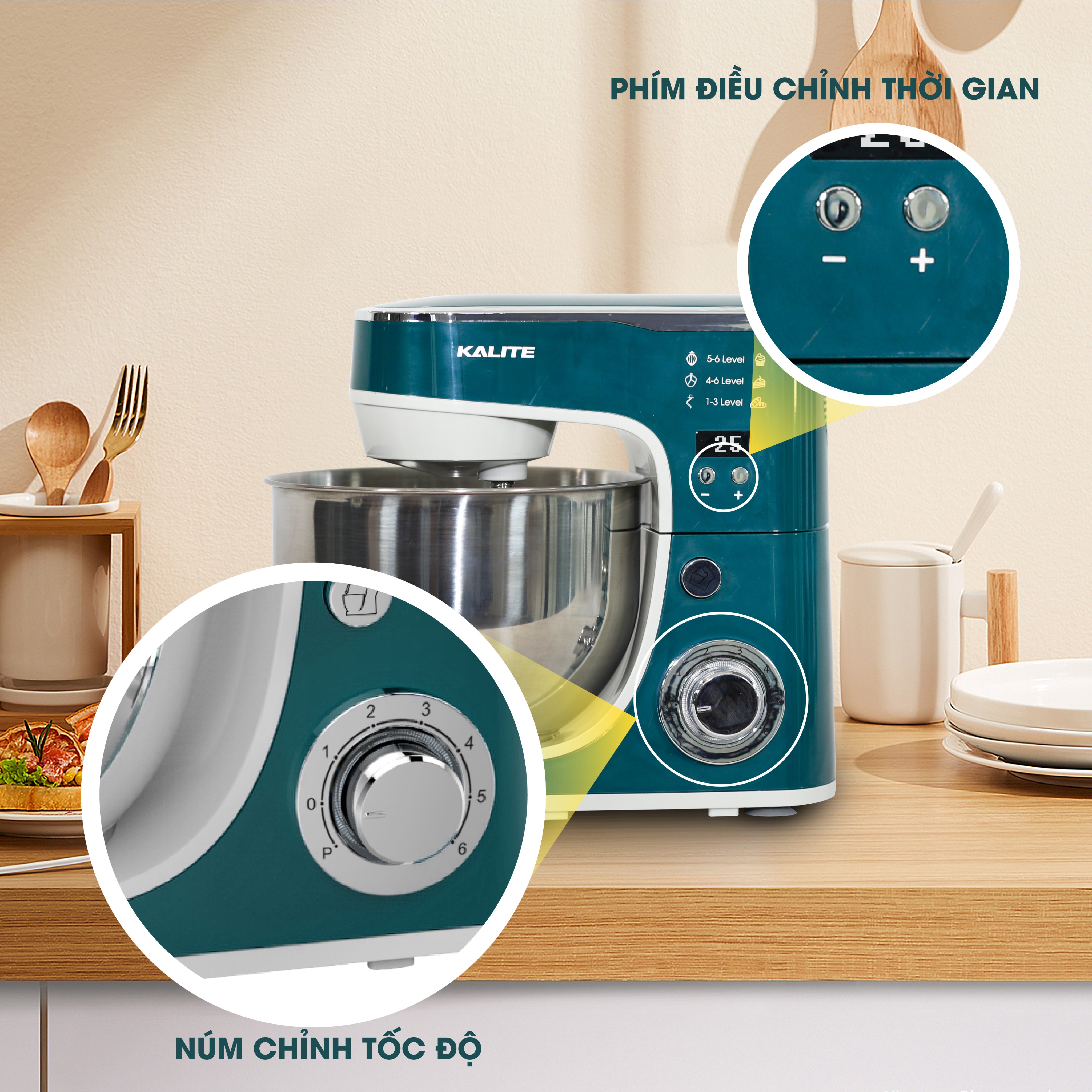 Máy nhồi bột đa năng Kalite KL 960, công suất 1000W, dung tích 5L, hàng chính hãng