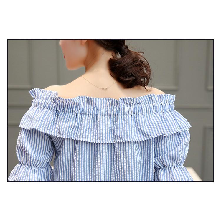 Áo kiểu nữ trễ vai cổ nhún bánh bèo ale26