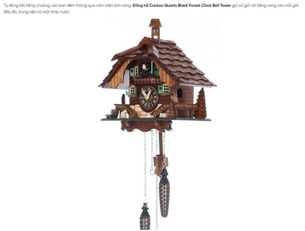 Đồng Hồ Treo Tường Cuckoo Quartz 444 Black Forest Clock Bell Tower Đồng Hồ Gỗ Trang Trí Phòng Khách (Made in Germany)