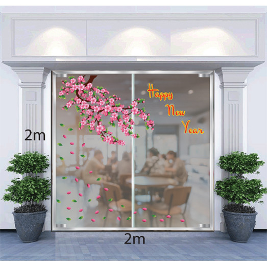 Decal Dán Tường Trang Trí Tết Cành Đào Mùa Xuân Số 4