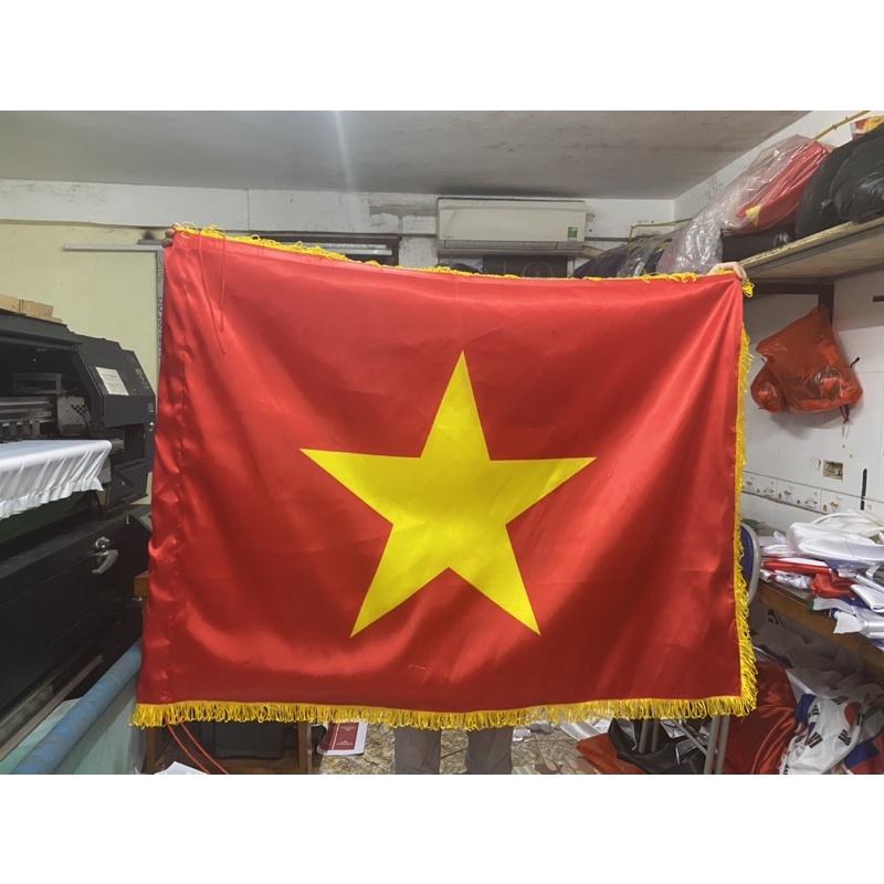 Cờ tổ quốc in 3D chuyển nhiệt may tua dua vàng
