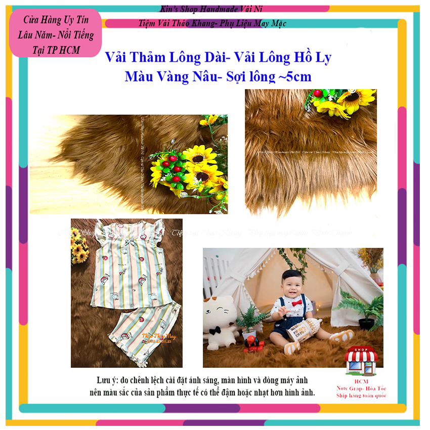 |Màu Vàng Nâu| Vải Lông Dài Lông Hồ Ly Siêu Đẹp Làm Thảm Nền Chụp Ảnh Sản Phẩm, Lót Bàn Tủ Kệ, Decor Trang Trí Nội Thất- Kin Shop Handmade