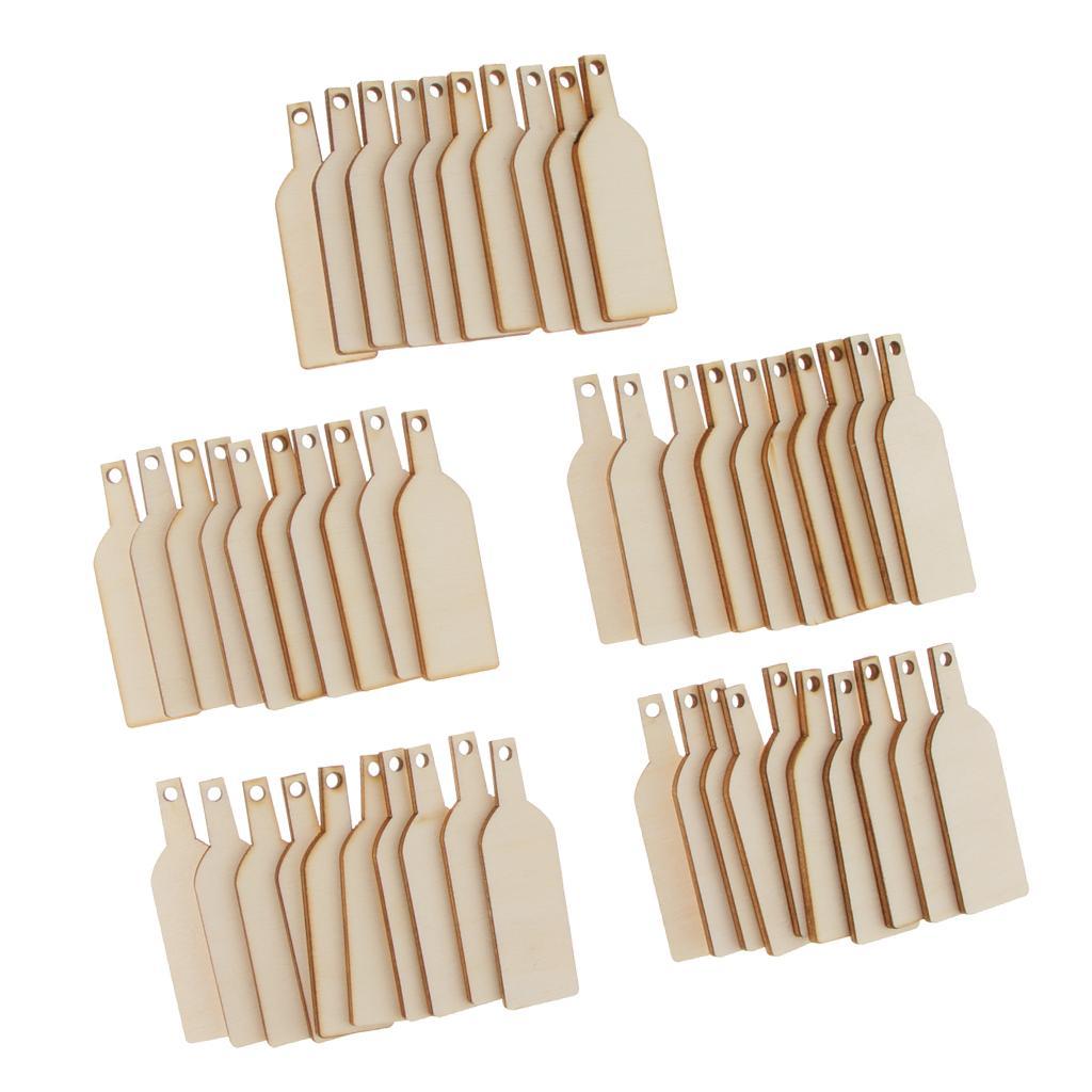3-14pack 50 Pieces Blank Wooden Wine Bottle Cutout Gift Tags Label Ornament DIY