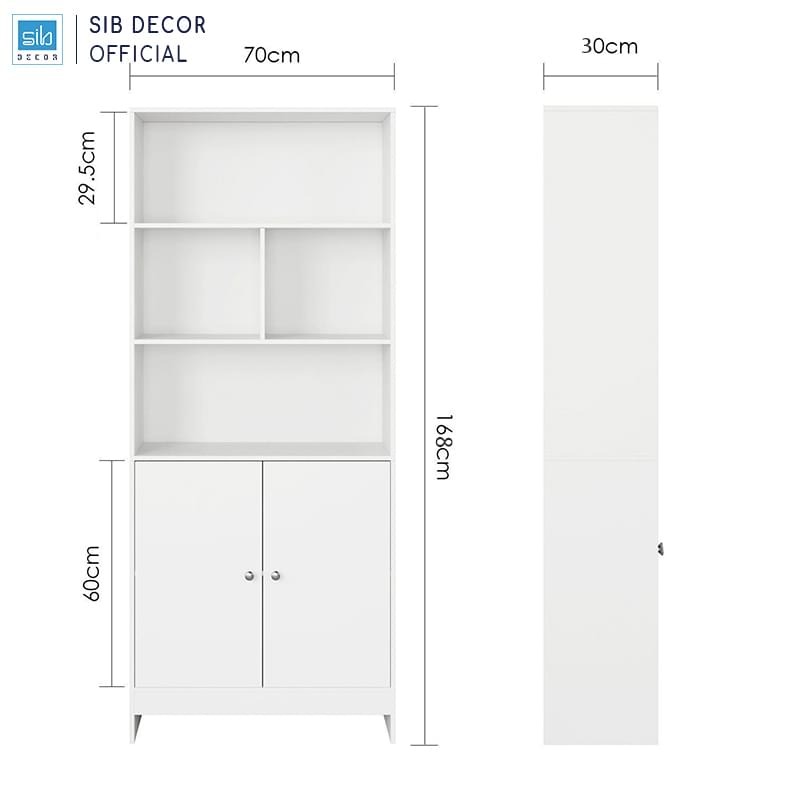 Tủ Sách Gỗ 5 Tầng Đơn Giản Mà Đẹp Màu Trắng Thương Hiệu SIB Decor KS11
