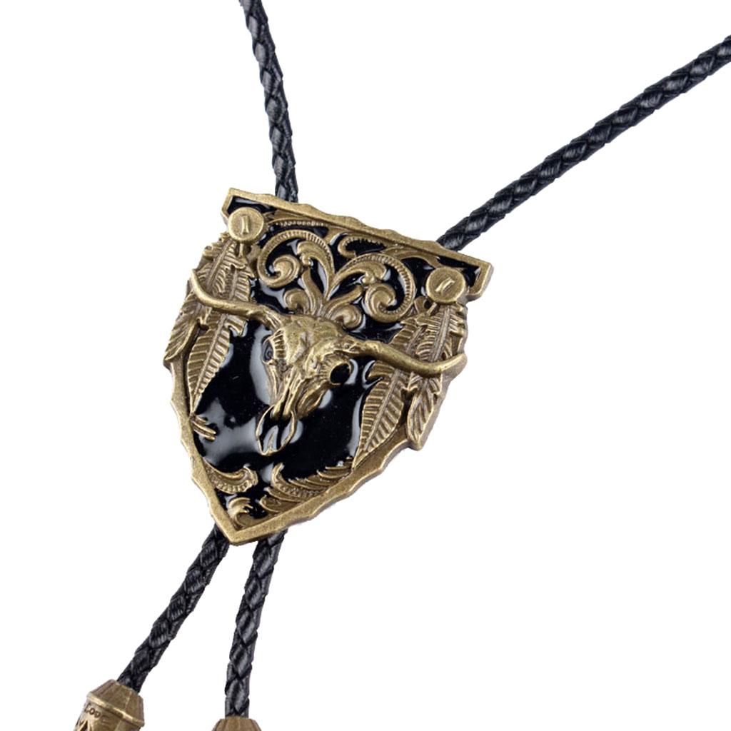 Men's Vintage Western Cowboy Rodeo Cow Bolo Tie Bola Pendant Necklace