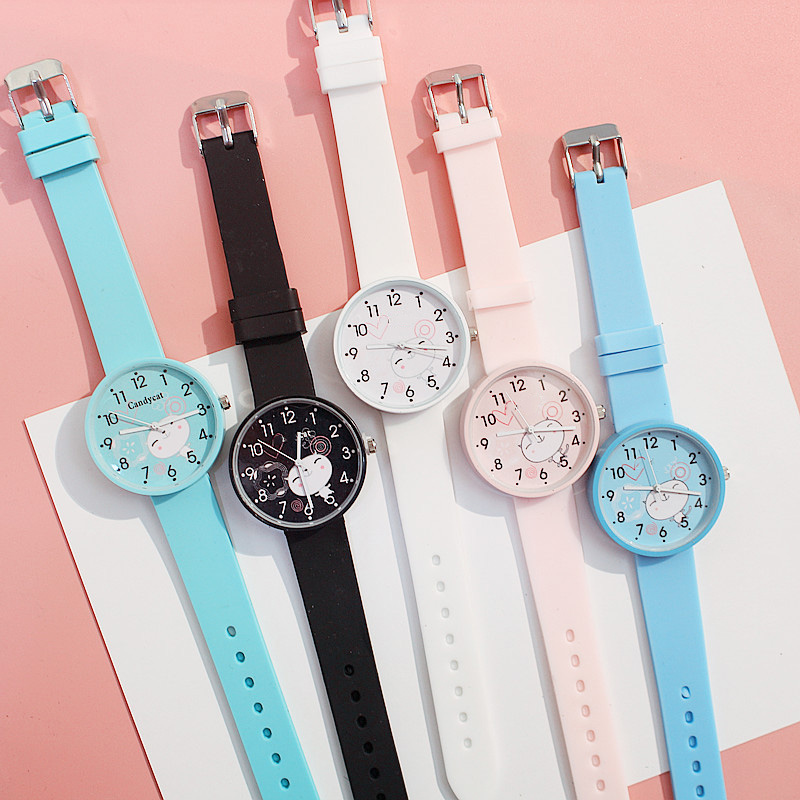 Đồng hồ thời trang nữ dây cao su mặt thú xinh Candycat PKHRCAT001