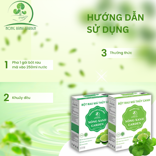 Nông Xanh Garden Combo 2 Hộp Bột Rau Má Thủy Canh Nguyên Chất + Nguyên Chất Có Đường Hộp 15 gói hòa tan uống liền, thanh nhiệt, làm đẹp