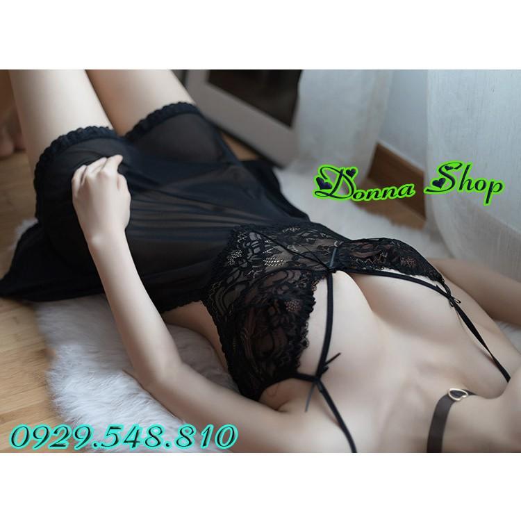 Váy ngủ sexy - Chất liệu voan ren mềm mịn - Mã DN03 Đen