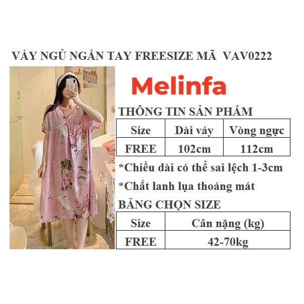 Váy ngủ ngắn tay, đầm ngủ nữ freesize thoải mái chất vải lanh lụa cotton tự nhiên thoáng mát nhiều màu mã VAV0222