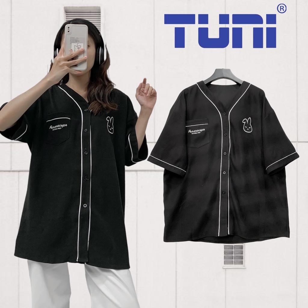 Áo Sơ Mi Tay Ngắn BUNNY Chất Kaki Chéo Phong Cách Ulzzang