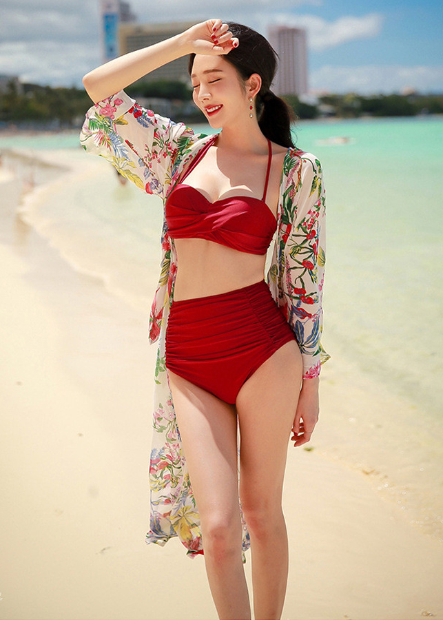Bộ Bikini Nữ Lưng Cao - Đỏ (Size