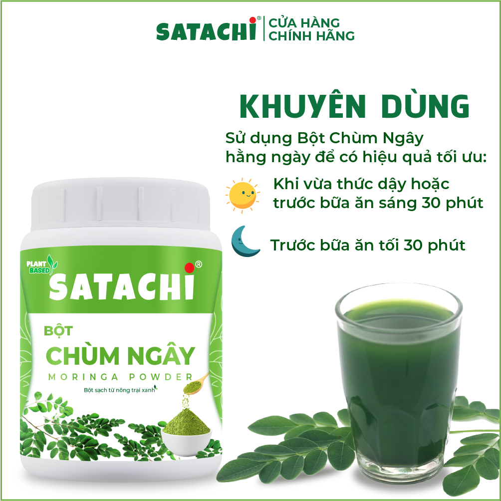 Bột Chùm Ngây SATACHI nguyên chất. Tăng cường Trí Não, bảo vệ Tim Gan, phòng ngừa bệnh Xương Khớp. Hộp 86g và 258g