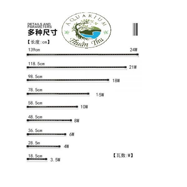 Đèn led chìm Caibao cho bể cá nhiều màu/size màu vàng trắng xanh hồng xanh dương 3 màu RGB 30 40 50 60 80 100 120cm