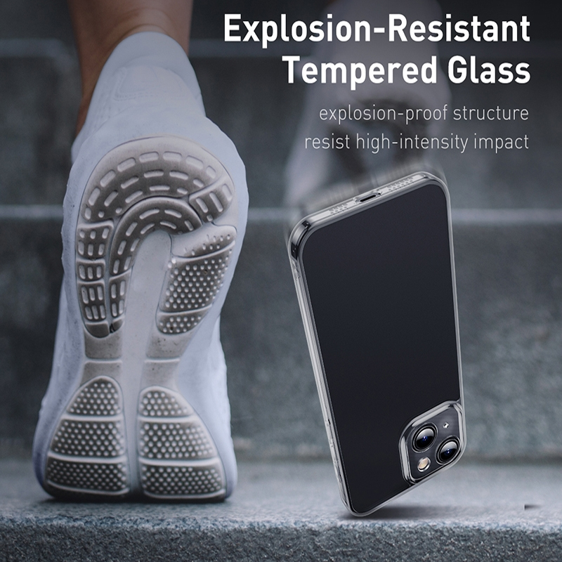 Ốp Lưng Cường Lực Nhám Viền Dẻo Chống Sốc Baseus Frosted Glass Protective Case dùng cho iPhone 13 Series(Full Coverage Tempered Glass Film+Cleaning kit)