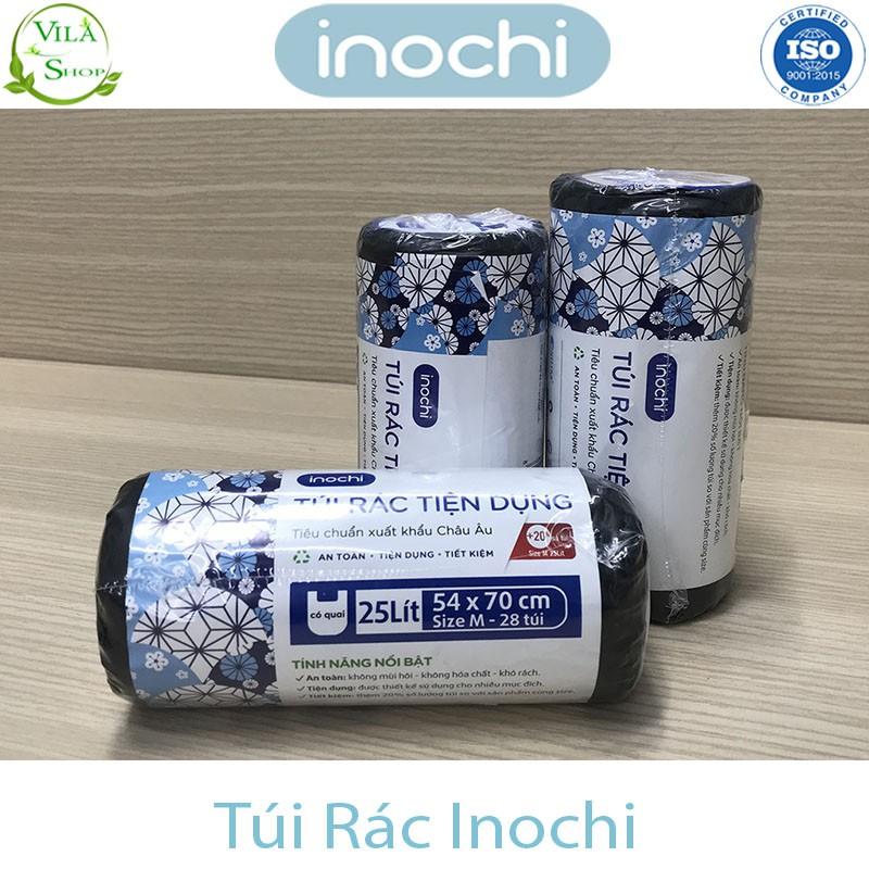 Túi Rác Tự Huỷ, Túi Rác Có Quai Tiện Dụng Chính Hãng Inochi, Loại 10L 25L 50L - Dạng Cuộn Màu Đen