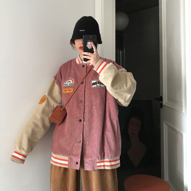 Áo khoác bomber nhung tăm DEEPEND hình cầu vồng chữ thêu nam nữ unisex , áo cho các cặp đôi dày đẹp siêu chất lượng