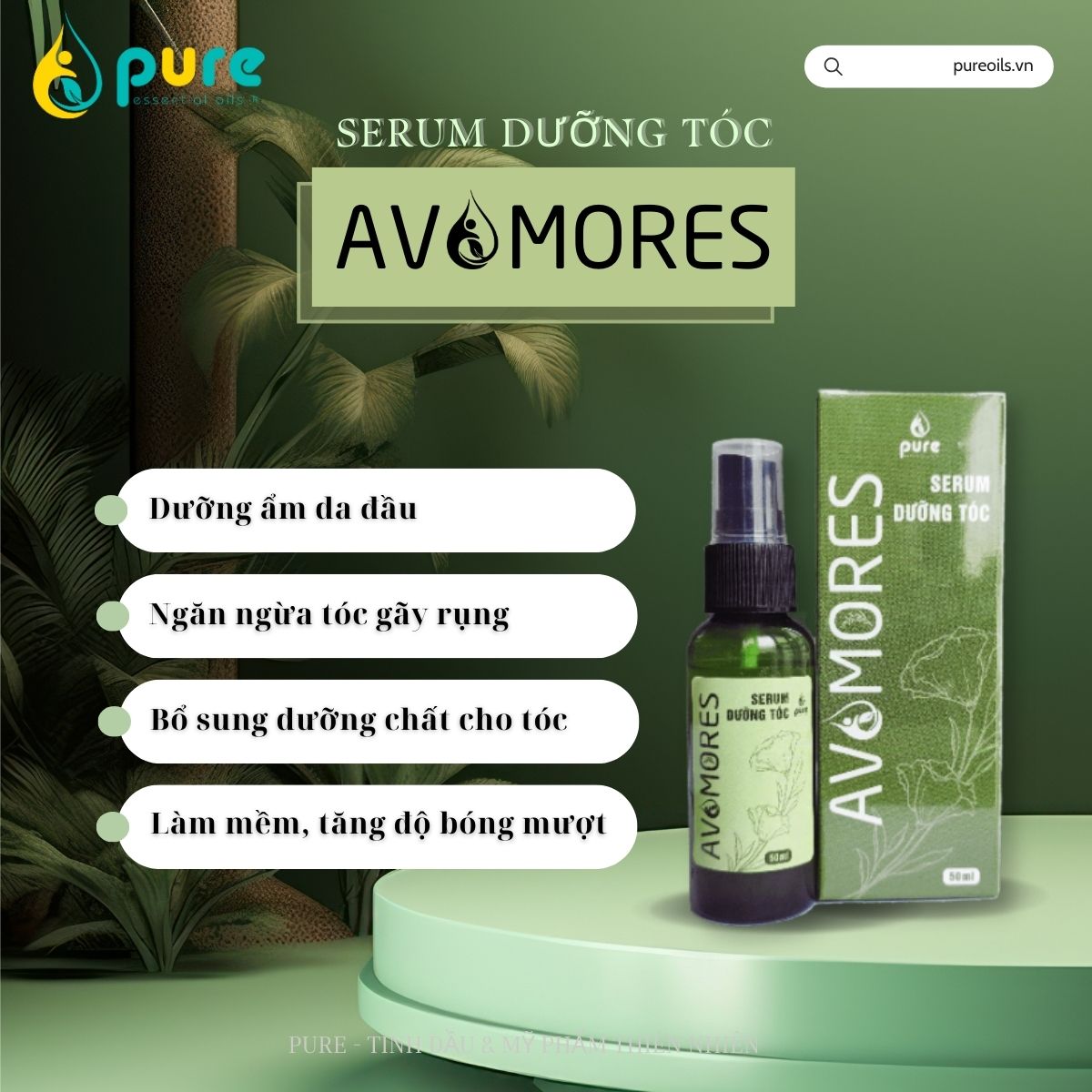 AVAMORES Dầu Gội Thảo Dược, Dầu Xả Thảo Dược - Giúp Tóc Sạch Gàu, Mượt, Chống rụng, thuần chay kích mọc tóc, sau 4 lần gội.
