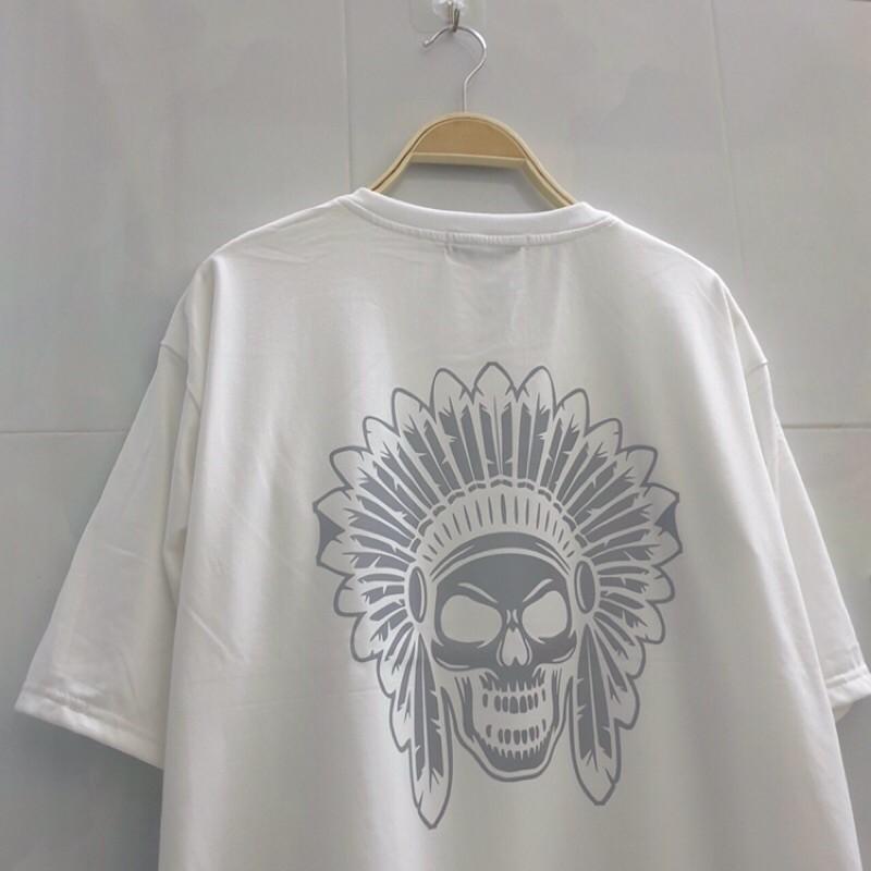 Áo thun tay ngắn phản quang 7màu in mặt quỉ nam nữ