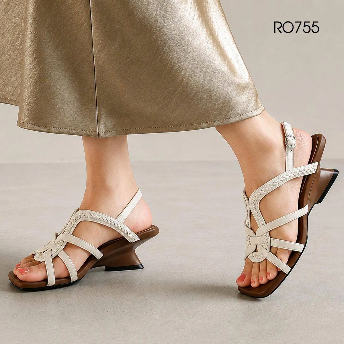 Sandal cao gót nữ nhiều dây ROSATA RO755 -5p- Bạc, Trắng- BKSTORE- HÀNG VIỆT NAM