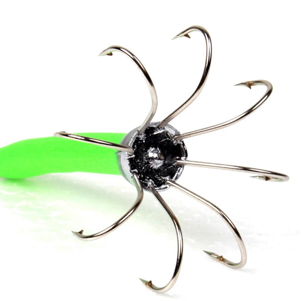 8pcs Sea Fishing Squid Octopus Hook Saltwater Fishing Lure Hard Bait -Green