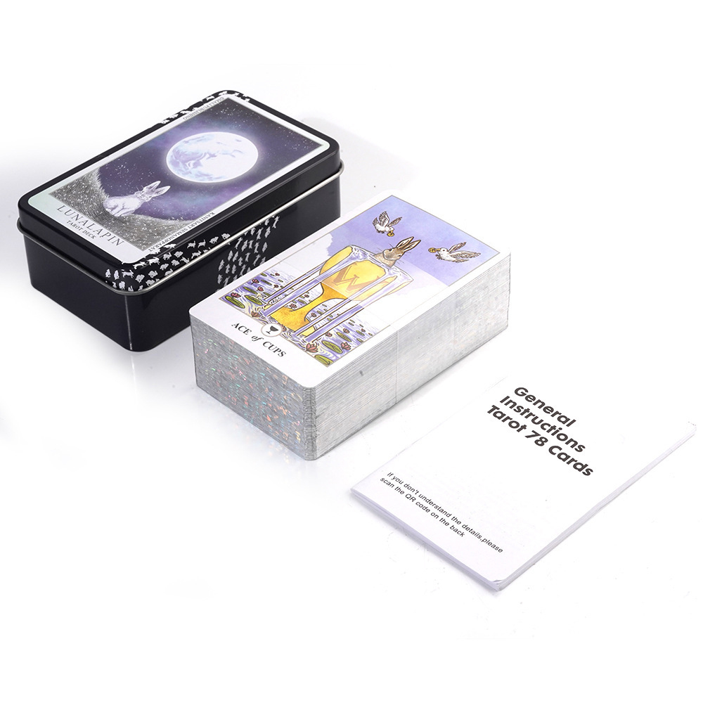 Bộ Bài Tarot Lunalapin Hộp Thiếc Mạ Cạnh 78 Lá Tặng File Tiếng Anh Và Đá Thanh Tẩy