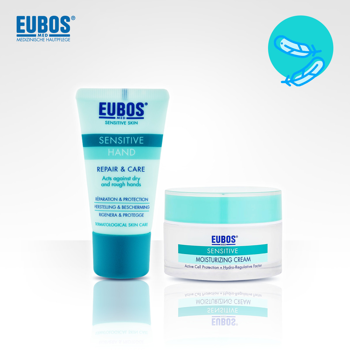 Kem dưỡng da tay EUBOS 25ml + Kem dưỡng ẩm cho da mụn nhạy cảm EUBOS 50ml