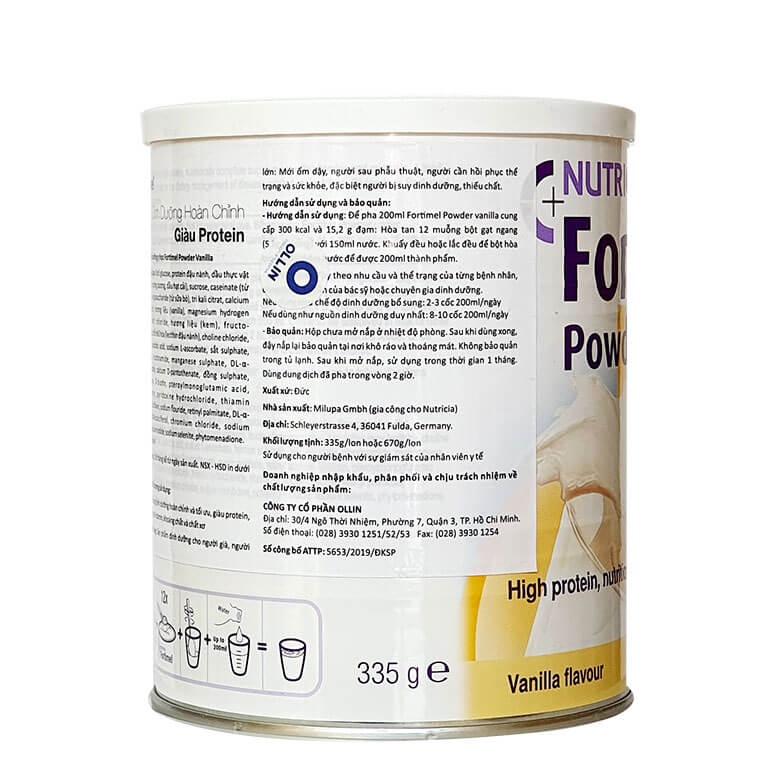 Sữa fortimel powder 335g dinh dưỡng giàu protein cho người gầy ốm, sau phẫu thuật, người già date t3/2024