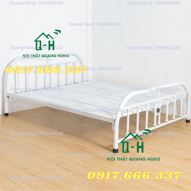 GIƯỜNG SẮT ÓNG TRÒN BI TRẮNG 1M4X2M DÀNH CHO GIA ĐÌNH