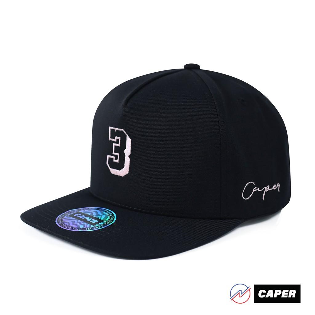 Mũ nón Snapback Caper đen logo 3 màu hồng
