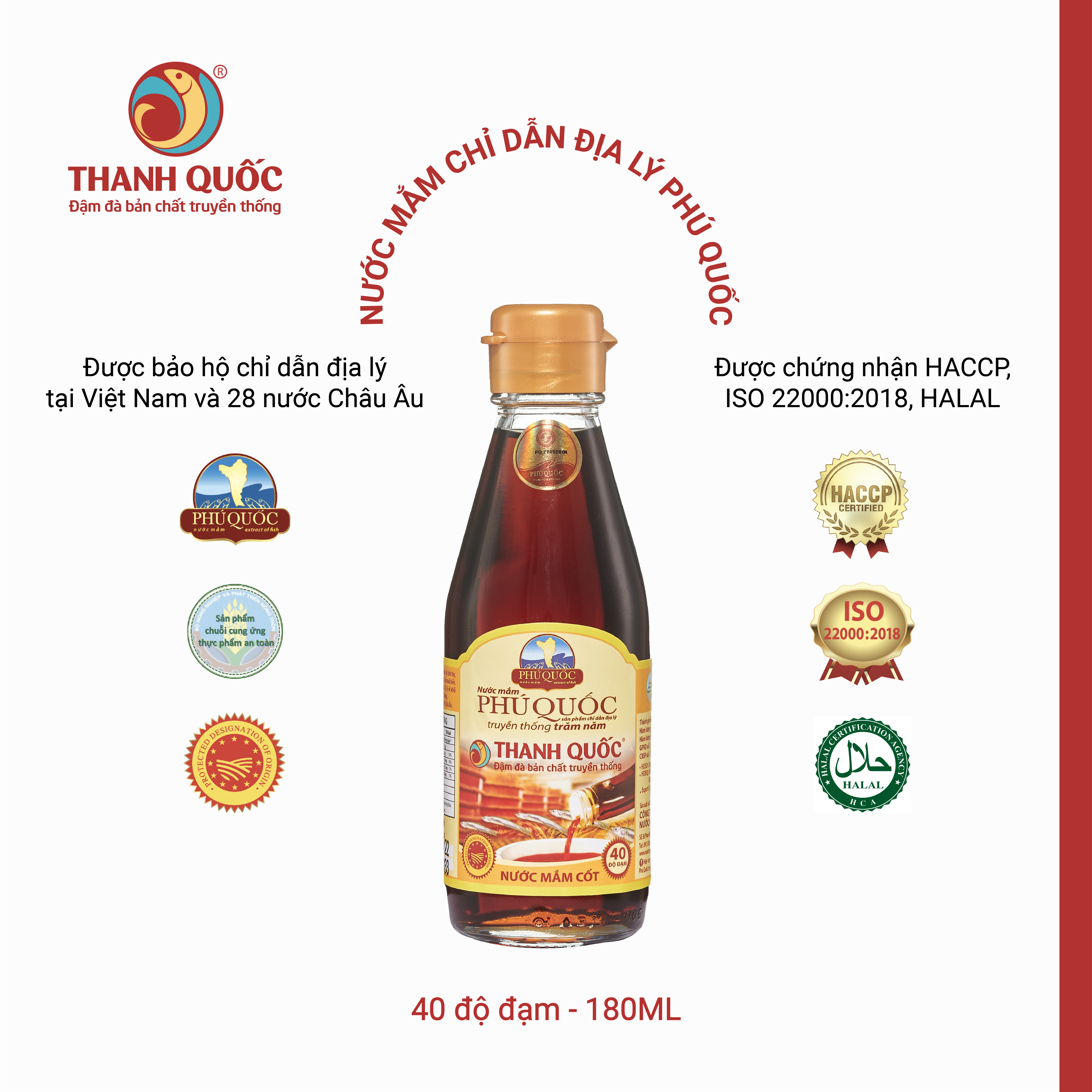 Hộp 6 Chai Nước Mắm Phú Quốc - Thanh Quốc 180ml 40N