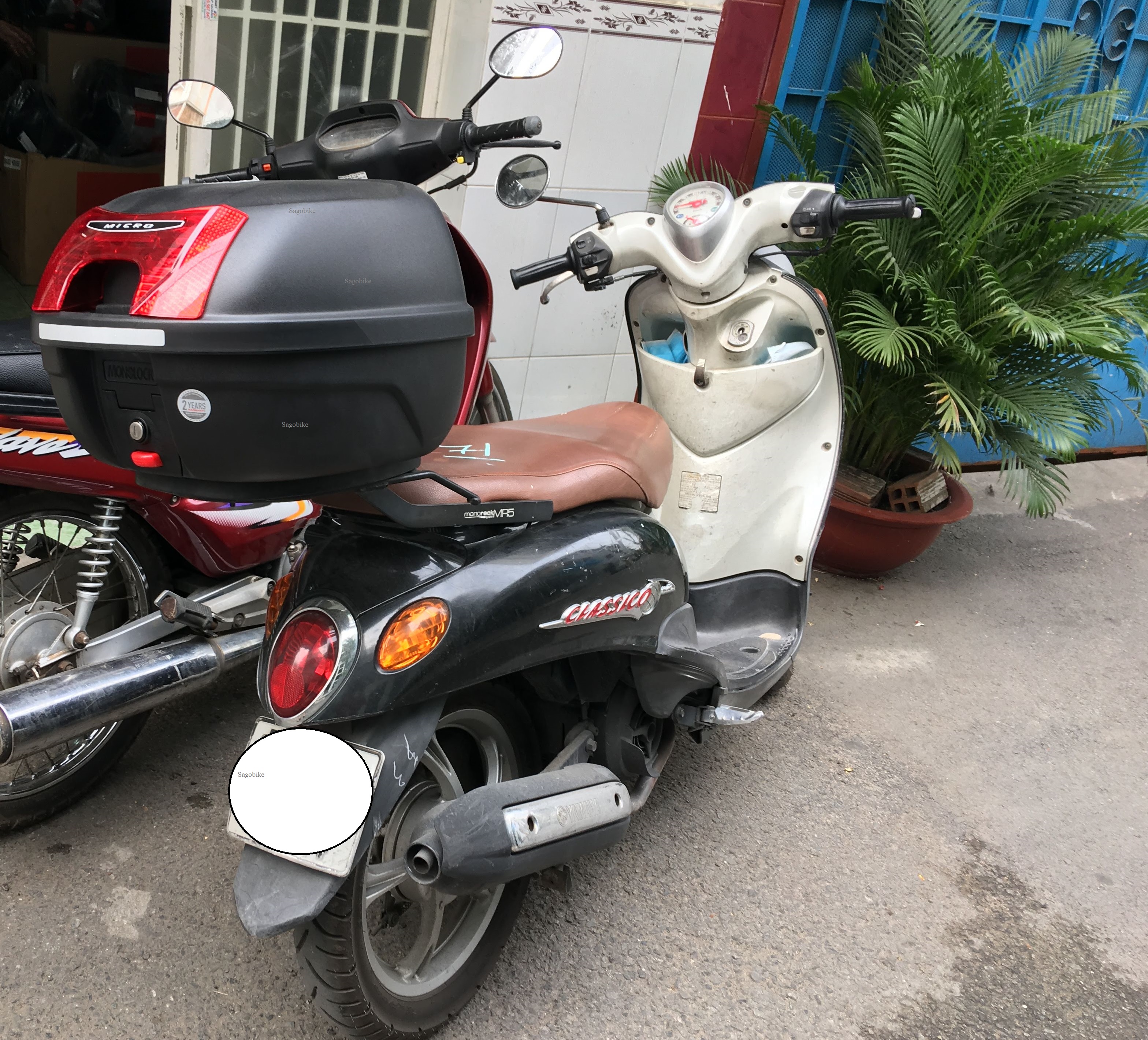 Thùng Givi E26NX và baga givi gắn cho Mio Classic, thùng 26 lit kèm đế, ốc gắn