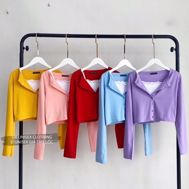 Áo croptop tay dài SIB Clothing ôm body sexy có nút SIB015