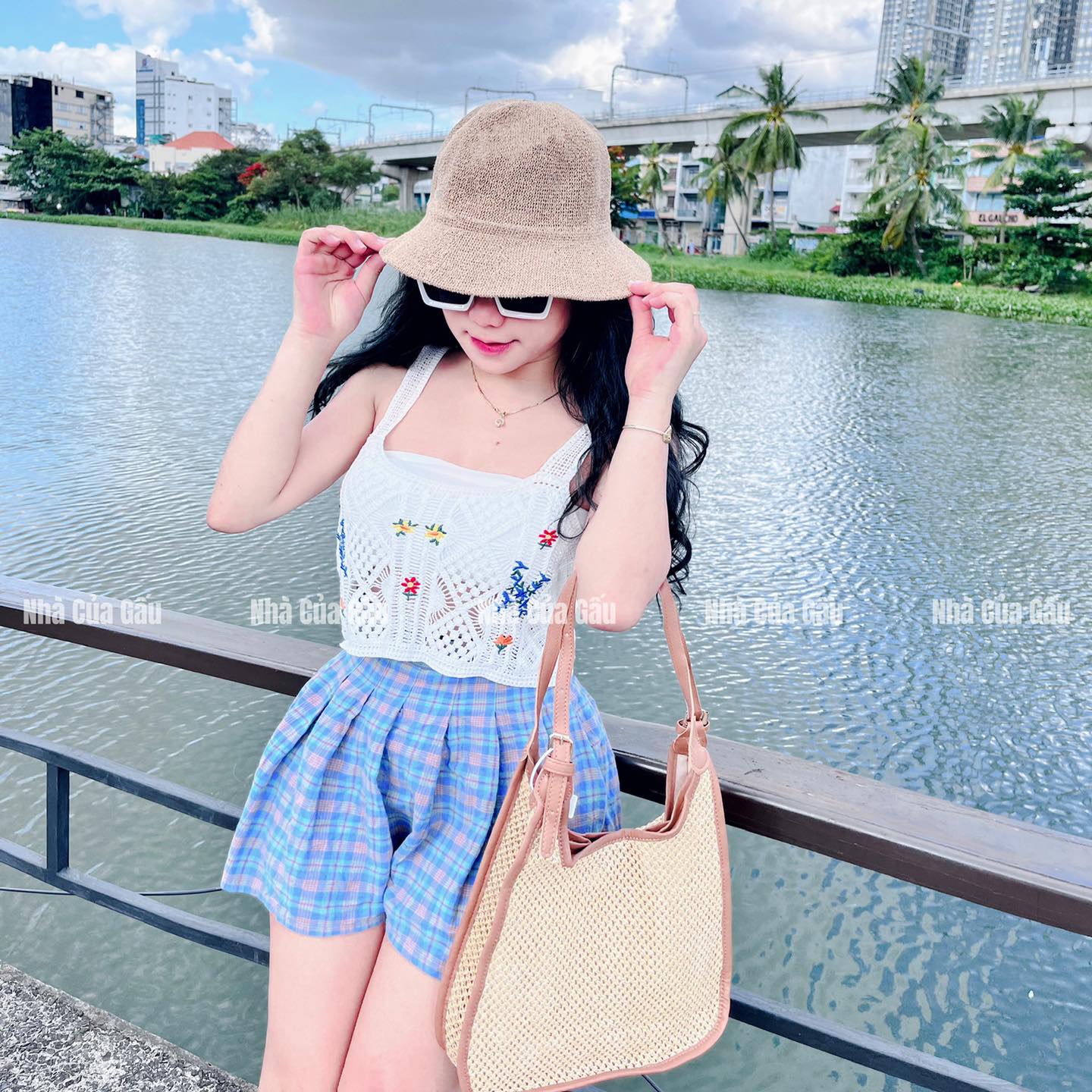 Túi cói dây da đeo vai hàng cao cấp