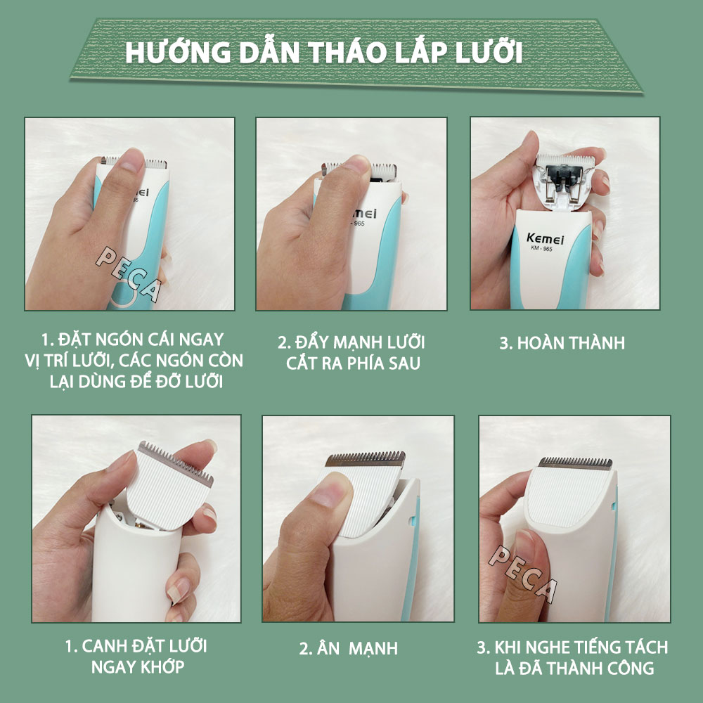 Tông đơ cắt tóc trẻ em Kemei KM-965 có thể cắt tóc, chấn viền cạo tóc dùng được cho trẻ sơ sinh - Hàng chính hãng