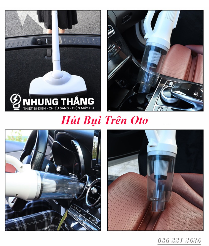 Máy Hút Bụi Cầm Tay Mini Không Dây Cao Cấp ST-61010eg , ST-6101 - Lực Hút Siêu Mạnh 12000PA-120W - Sạc Tích Điện - Có Video