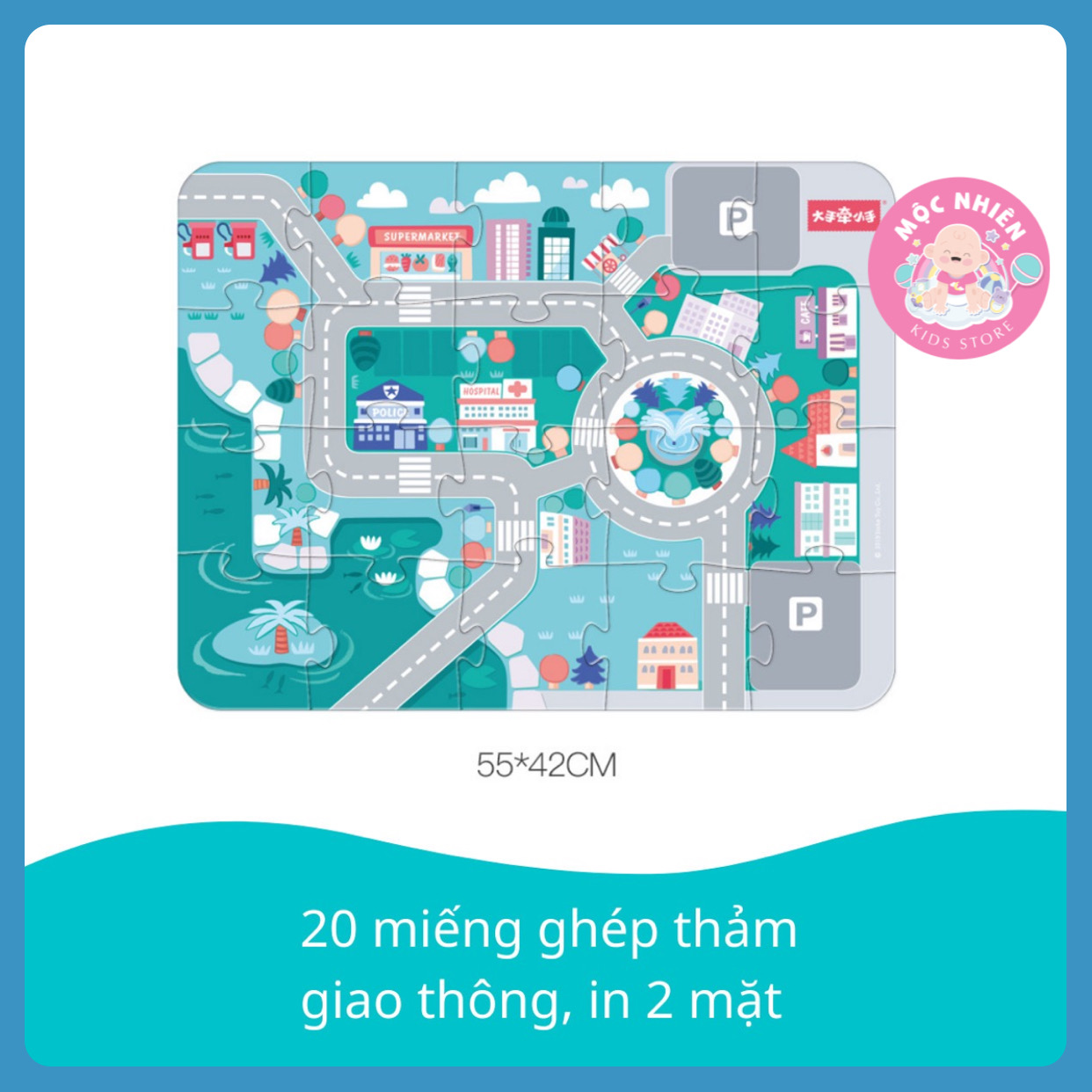 Đồ chơi xếp hình bằng gỗ Mô hình Thành phố tương lai thông minh có Bánh xe di chuyển được