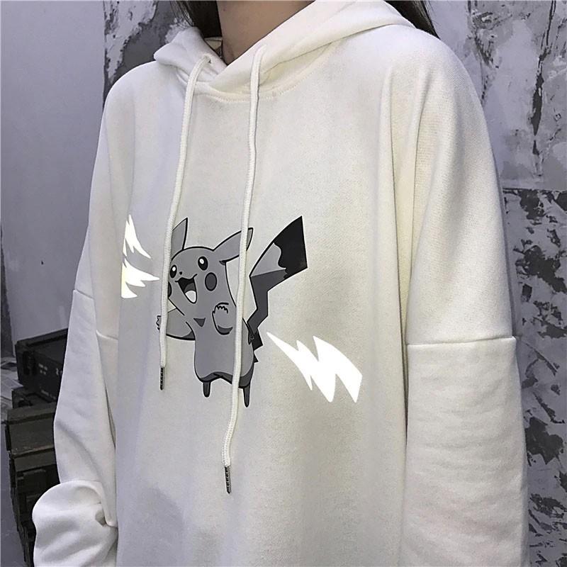Áo Hoodie vải nỉ pikachu Phản quang nam nữ