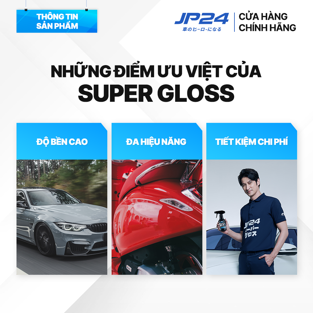 Chai xịt phủ bóng sơn xe ô tô Super Gloss JP24 300ml - Nhật bản