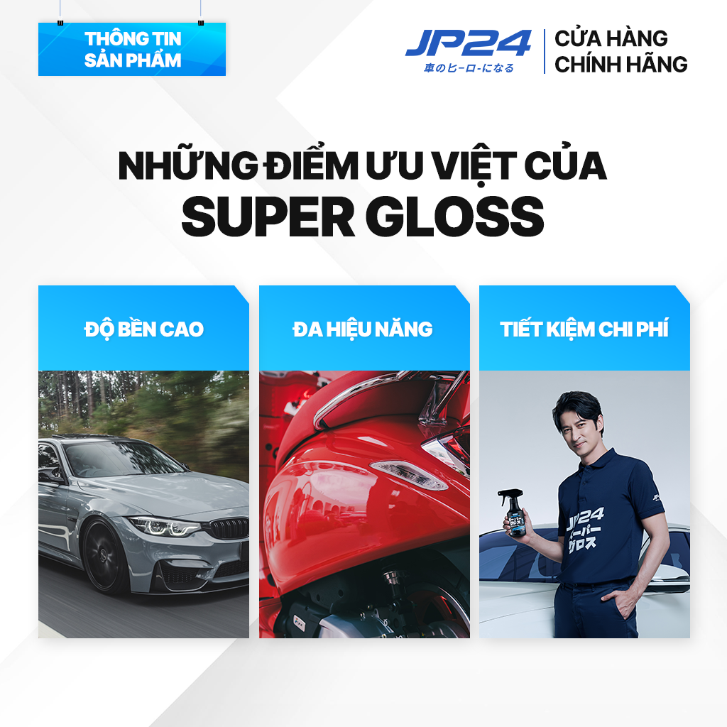 [Hàng Nhật - loại xịn] Chai xịt phủ bóng sơn xe ô tô Super Gloss JP24 300ml - Nhật bản