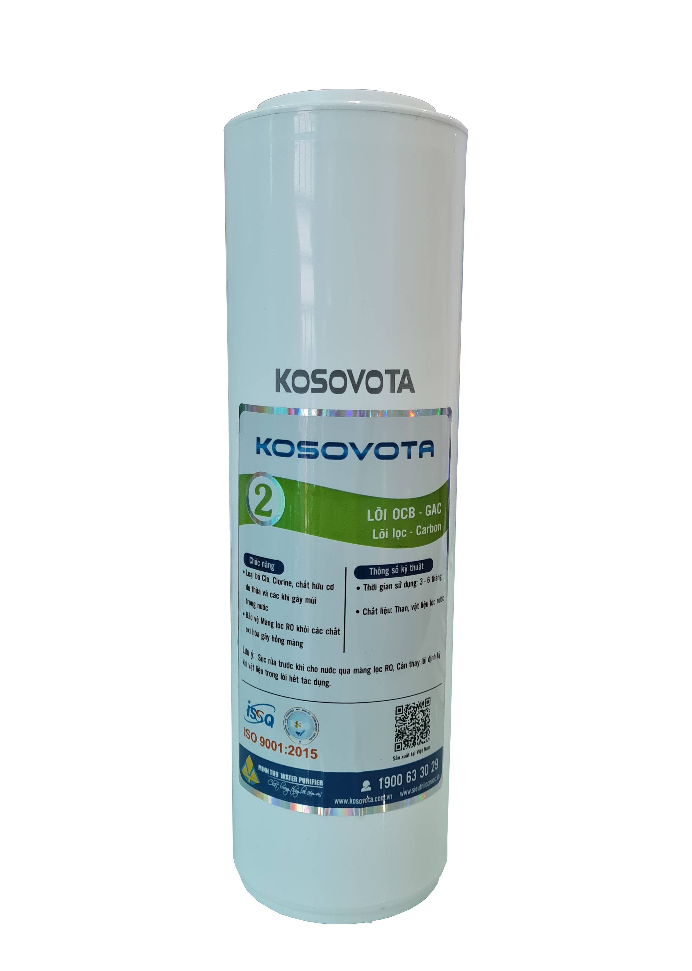 Bộ 3 lõi lọc nước 123 Kosovota 10" dùng cho máy lọc nước gia đình (Hàng chính hãng)