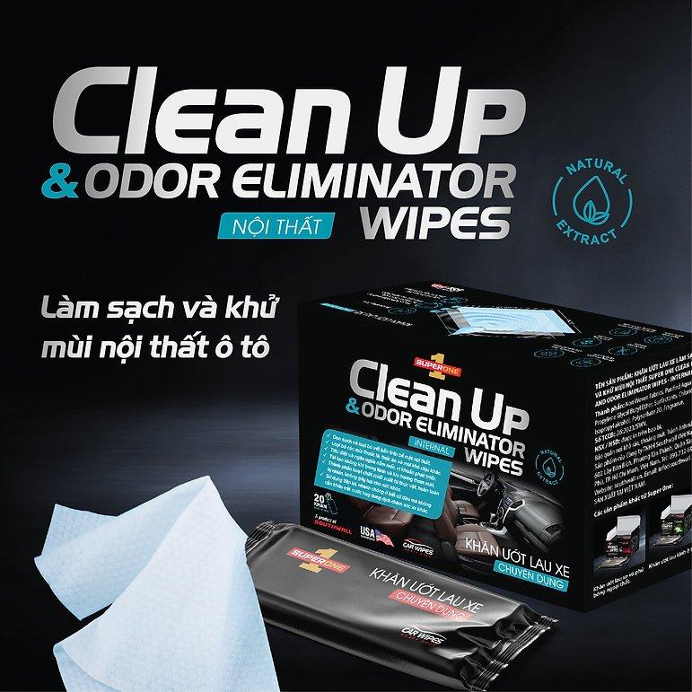 Khăn Ướt Lau Xe Làm Sạch Và Khử Mùi Nội Thất Super One Clean Up and Odor Eliminator Wipes – Internal