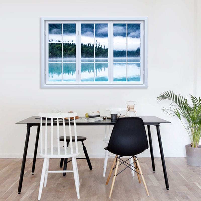 Decal cửa sổ Dòng sông và cánh rừng châu Âu WD120 | Decal dán tường PVC cao cấp