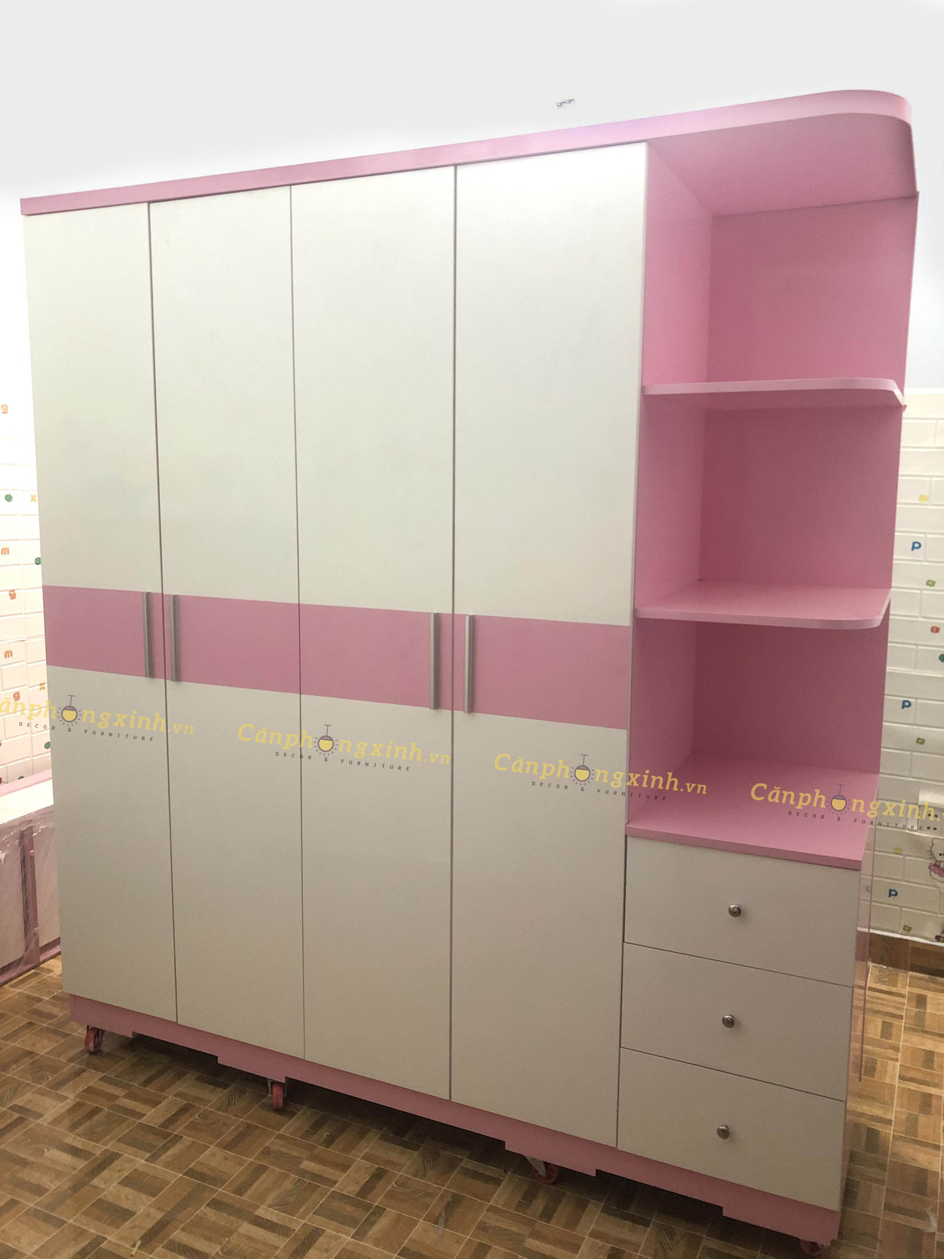 Tủ áo sơn 2K Hồng Trắng MDF CPX-T07