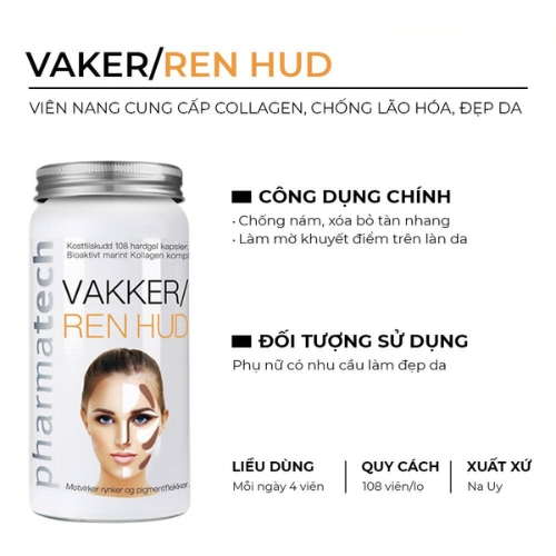 Thực phẩm bảo vệ sức khỏe Vakker/Ren Hud - Lọ 108 viên