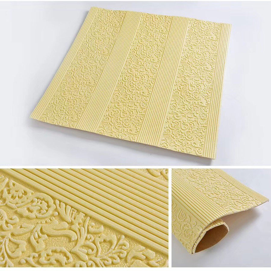 Xốp dán tường hoa văn tân cổ điển - Sữa - 10 miếng